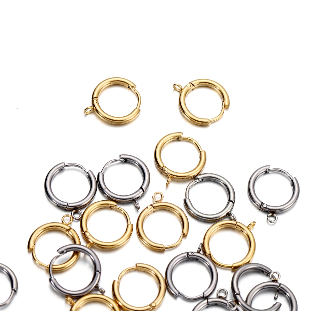 Jewelry Making Closed Jump Rings - 10 Stück/Set Edelstahl Goldfarben Beschichtete Huggie-Ohrringhaken
