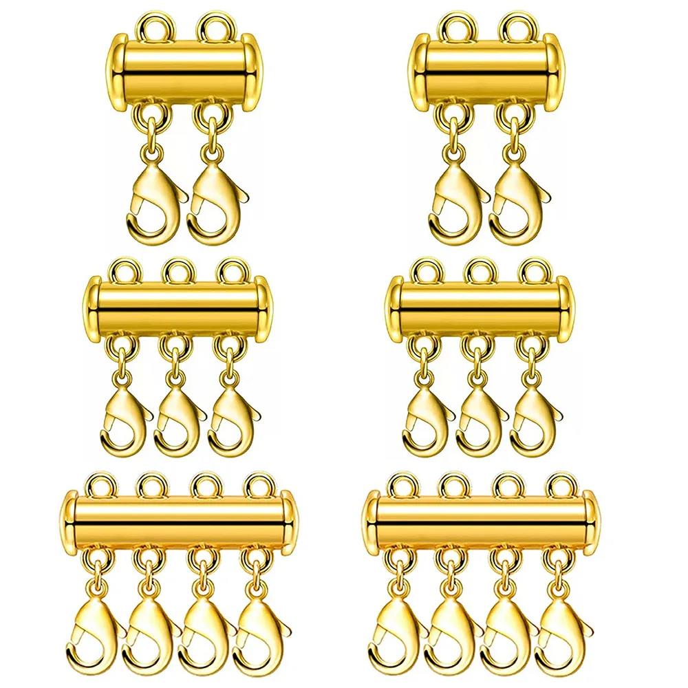Jewelry Making Youtube - 2 Stück mehrsträngige Halskettenschicht, Karabinerschnalle, Schiebemagnet,